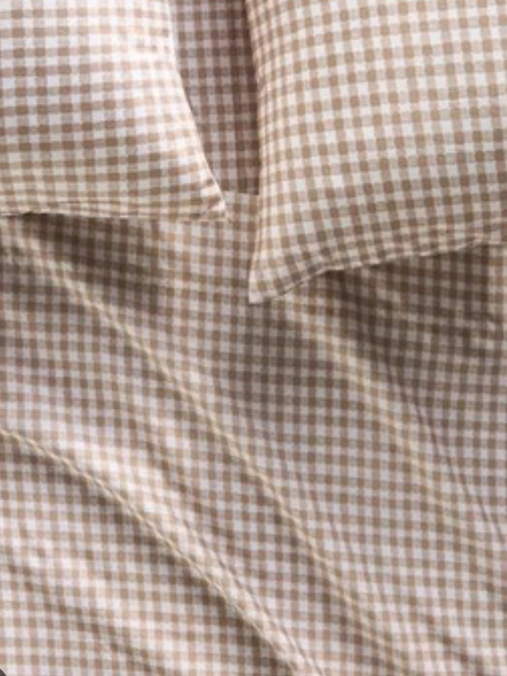 Anthropologie Tan and White Gingham Queen Sheet Set